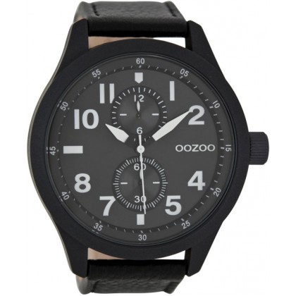 OOZOO Timepieces 51mm Black Leather Strap C7503